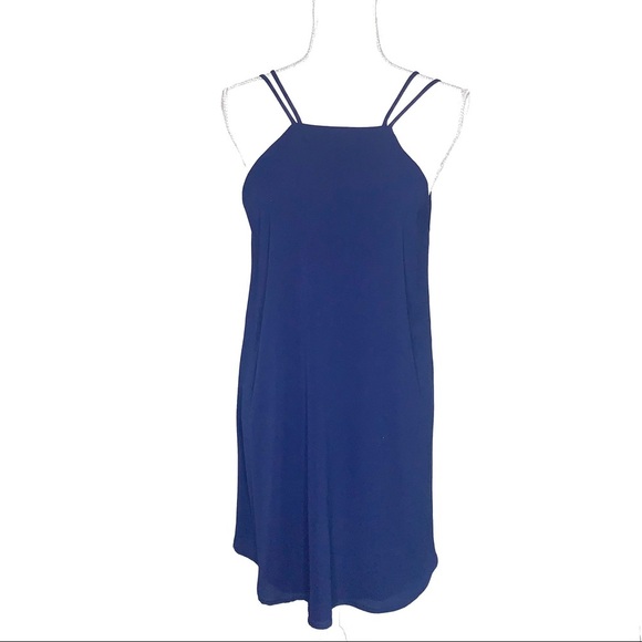 STYLE RACK Navy Blue Double Strap VBack Mini Dress - Picture 3 of 7